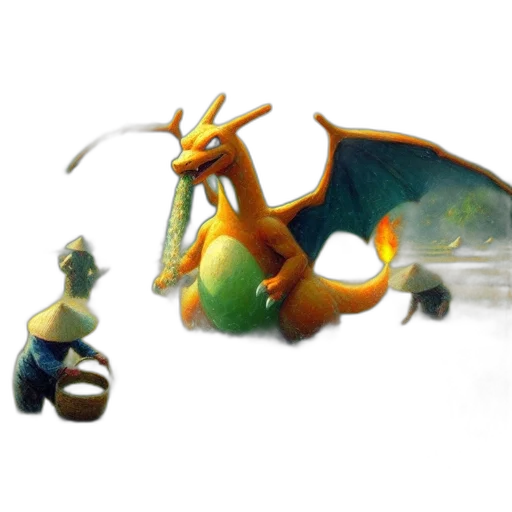dragon, creature, staff, animal, concept art, 3d render, fantasy art, pixel art transparent PNG cut-out