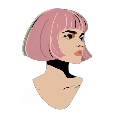 face, hat, hair, mask, concept art, vaporwave, 3d render, cartoon transparent PNG cut-out