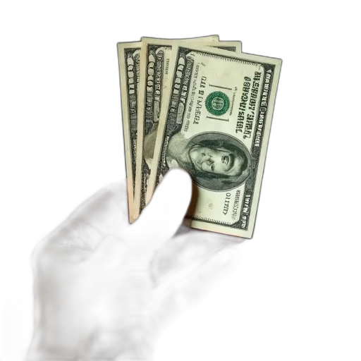 mask, hand, holding, twenty-dollar, bill transparent PNG cut-out
