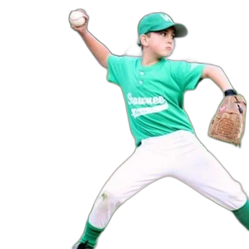 young, baseball, player, green, uniform, word, sawnee, pitching transparent PNG cut-out
