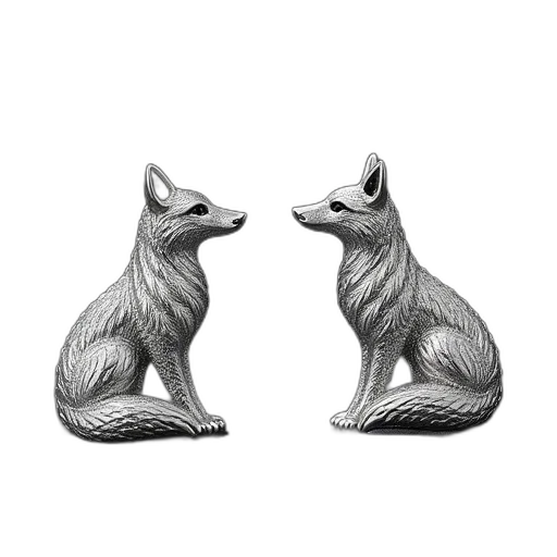 jewelry, animal, 3d render, photorealistic, genuine, 925, silver, fox transparent PNG cut-out