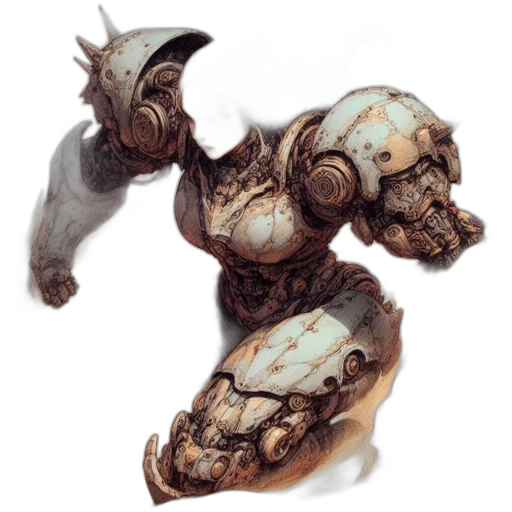 robot, creature, dragon, weapon, concept art, fantasy art, 3d render, watercolor transparent PNG cut-out