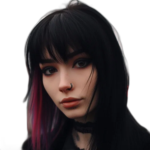 face, hair, creature, robot, photorealistic, fantasy art, cyberpunk, anime transparent PNG cut-out
