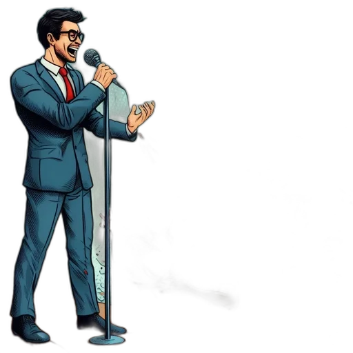 staff, cartoon, concept art, comic book art, pixel art, stage, suited, man transparent PNG cut-out