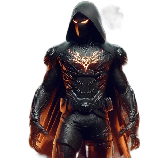 concept art, comic book art, fantasy art, cyberpunk, dark, enigmatic, figure, wearing transparent PNG cut-out