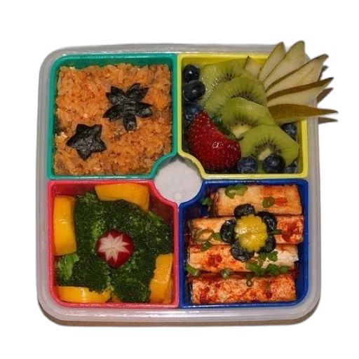 food, homage, hapa, bento, box, four, compartments, filled transparent PNG cut-out