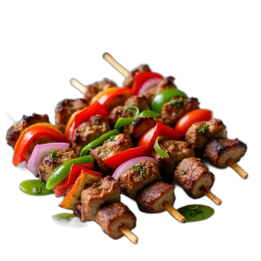 food, staff, weapon, 3d render, photorealistic, plate, skewered, meat transparent PNG cut-out