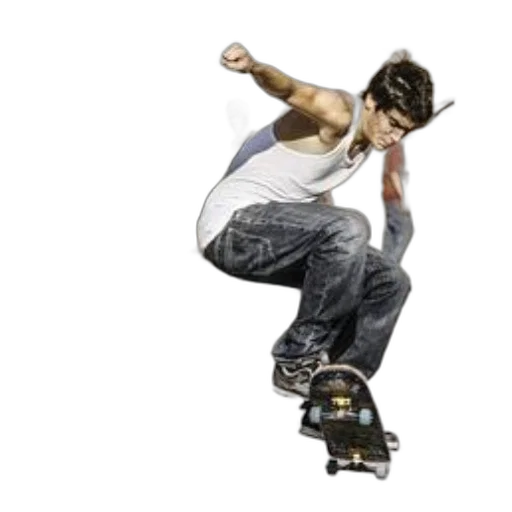 photorealistic, concept art, 3d render, skateboarder, performs, trick, front, group transparent PNG cut-out