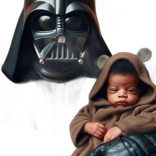 photorealistic, concept art, dark, darth, vader, figure, holds, wookiee transparent PNG cut-out