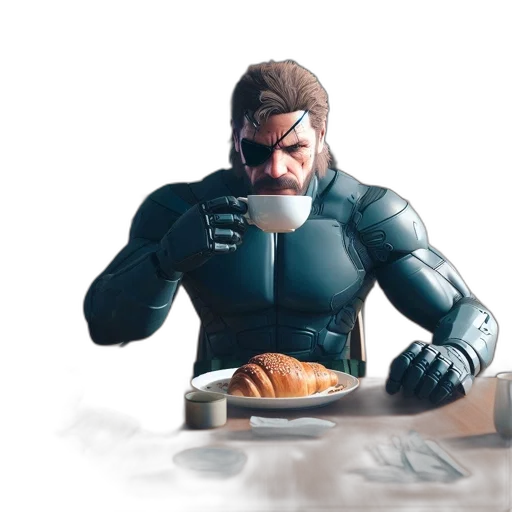 food, robot, jacket, concept art, comic book art, cyberpunk, pixel art, blue transparent PNG cut-out