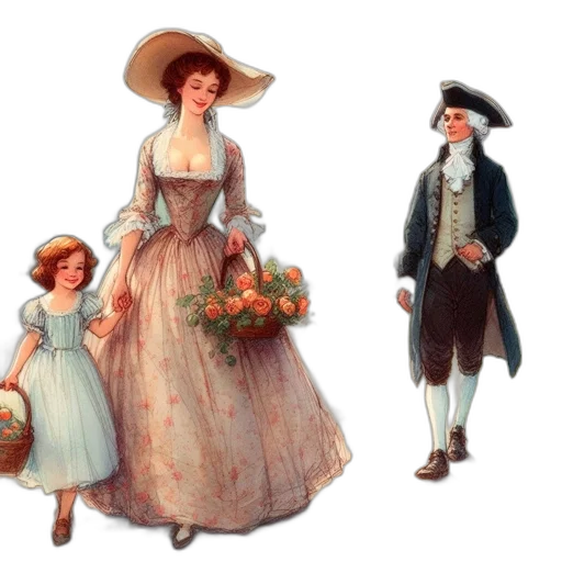 dress, hat, oil painting, concept art, photorealistic, pastel, monochrome, colorful transparent PNG cut-out