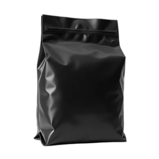 food, 3d render, photorealistic, dark, black, plastic, bag, smooth transparent PNG cut-out