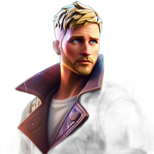 jacket, face, staff, weapon transparent PNG cut-out