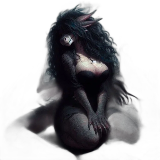 creature, mask, hair, dress, concept art, fantasy art, photorealistic, 3d render transparent PNG cut-out