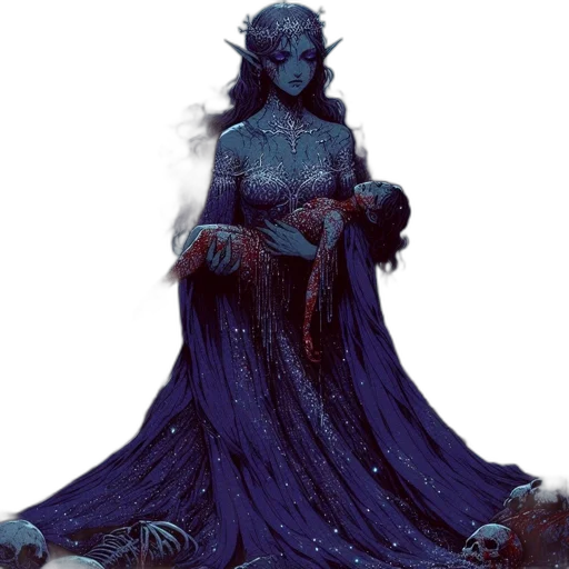 dress, creature, concept art, fantasy art, pixel art, comic book art, underwater, blue transparent PNG cut-out