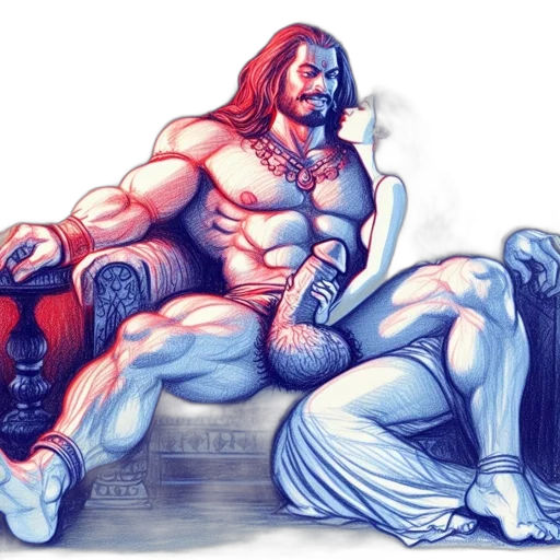 sword, concept art, fantasy art, comic book art, watercolor, muscular, man, phallic transparent PNG cut-out