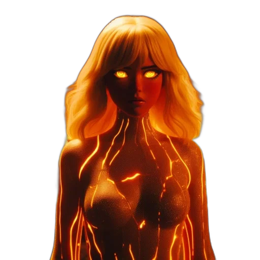 dress, hair, mask, comic book art, concept art, 3d render, fantasy art, fire transparent PNG cut-out