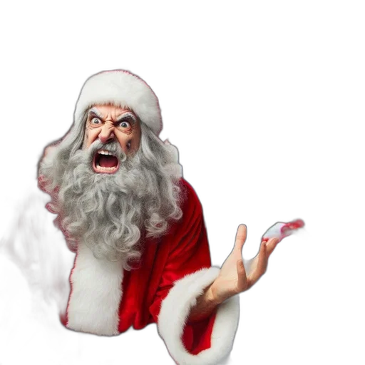 santa, claus, shopping, chaos, wears, frustrated, expression, amidst transparent PNG cut-out