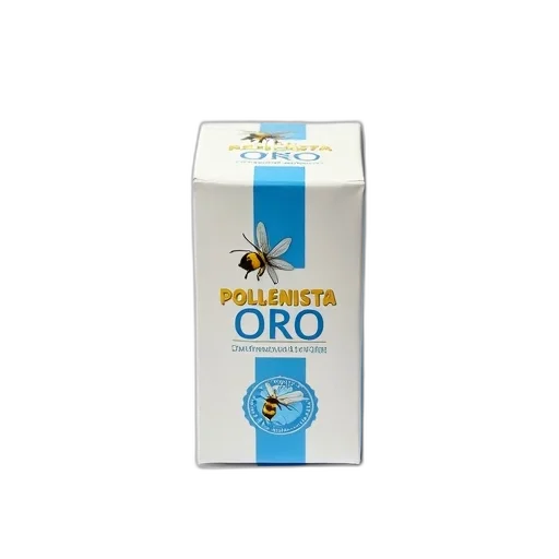 white, box, blue, stripe, words, pollenista, oro, yellow transparent PNG cut-out