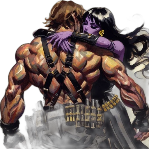 comic book art, concept art, fantasy art, pixel art, fire, dark, muscular, man transparent PNG cut-out