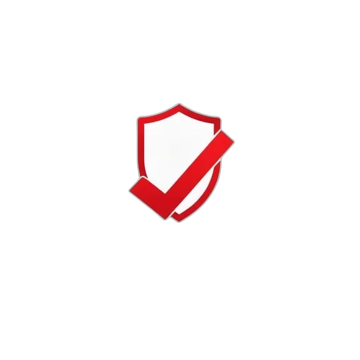 3d render, red, checkmark, icon, centered, white, background, shield-like transparent PNG cut-out