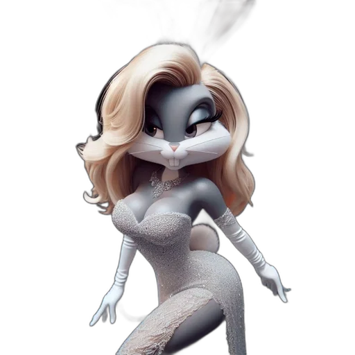mask, concept art, 3d render, cartoon, comic book art, anthropomorphic, rabbit, bedecked transparent PNG cut-out