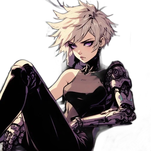 weapon, robot, sword, staff, concept art, cyberpunk, pixel art, anime transparent PNG cut-out