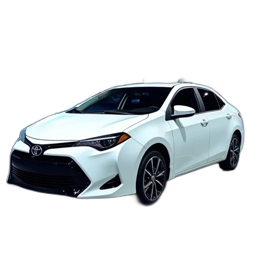 car, 3d render, photorealistic, white, toyota, corolla, parked, showroom transparent PNG cut-out