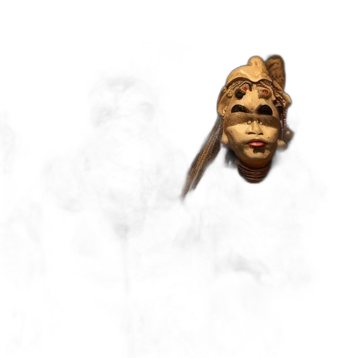 mask, face, crown, staff, concept art, fantasy art, 3d render, photorealistic transparent PNG cut-out