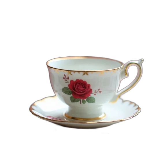 crown, 3d render, photorealistic, white, porcelain, teacup, gold, rim transparent PNG cut-out