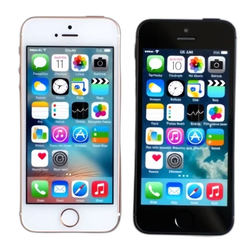 image, features, two, identical, iphones, placed, side, top transparent PNG cut-out