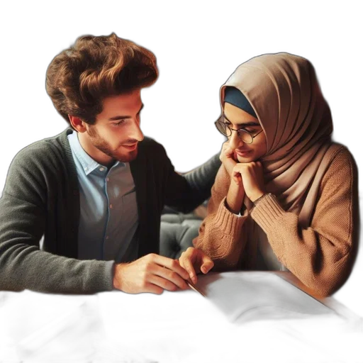 photorealistic, concept art, watercolor, pixel art, two, individuals, sit, table transparent PNG cut-out