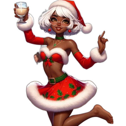 concept art, fantasy art, pixel art, unconventional, santa, figure, woman, wearing transparent PNG cut-out