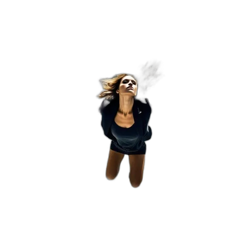 pixel art, 3d render, concept art, cartoon, woman, motion, seemingly, falling transparent PNG cut-out