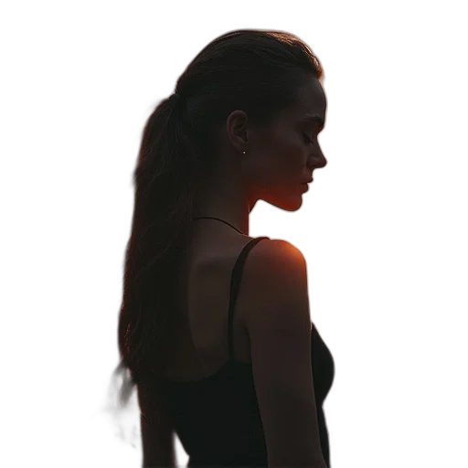 dress, hair, jewelry, face transparent PNG cut-out