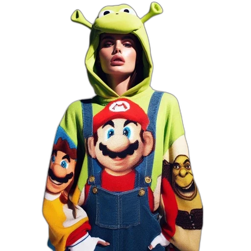 jacket, dress, hat, animal, pixel art, 3d render, concept art, individual transparent PNG cut-out
