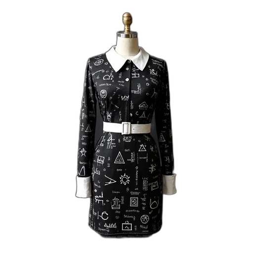 jacket, dress, cyberpunk, monochrome, black, white, collar, cuffs transparent PNG cut-out
