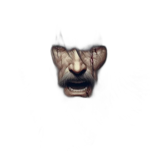 mask, face, creature, staff, concept art, 3d render, photorealistic, pixel art transparent PNG cut-out