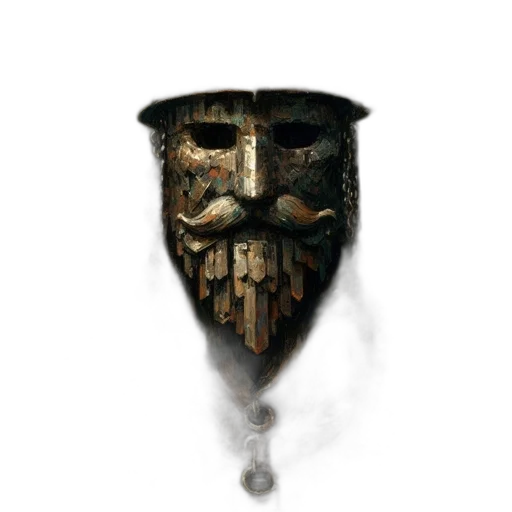 mask, sword, face, crown, fantasy art, concept art, pixel art, 3d render transparent PNG cut-out