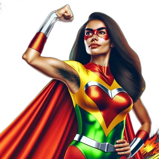 comic book art, cartoon, concept art, fantasy art, woman, vibrant, superhero, costume transparent PNG cut-out