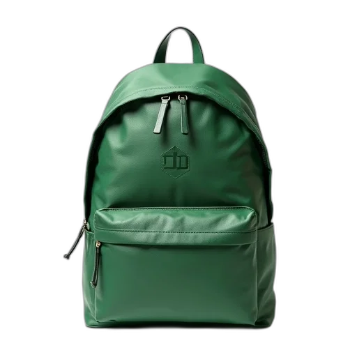 3d render, green, backpack, zipper, closure, multiple, compartments, displayed transparent PNG cut-out