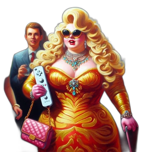 dress, concept art, comic book art, fantasy art, cartoon, golden, crowd, people transparent PNG cut-out