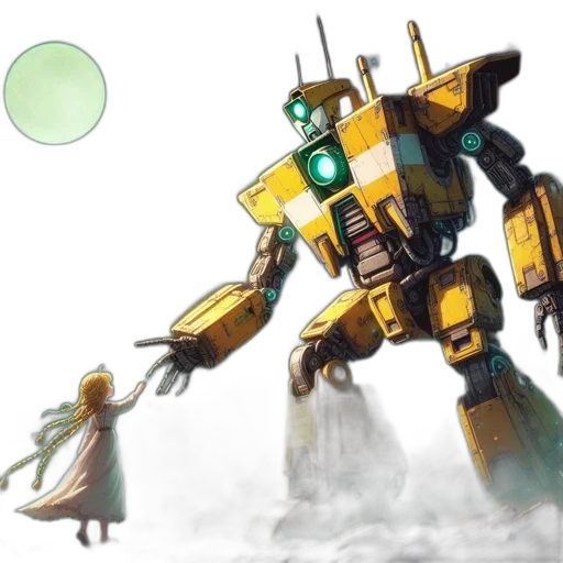 robot, weapon, concept art, fantasy art, watercolor, comic book art, fog, outer space transparent PNG cut-out