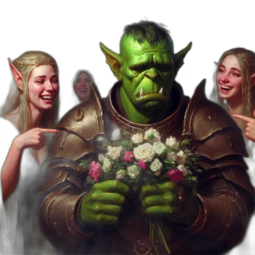 face, concept art, fantasy art, photorealistic, oil painting, green, armored, orc transparent PNG cut-out