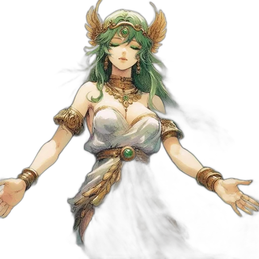 staff, dress, dragon, fantasy art, concept art, pixel art, anime, green transparent PNG cut-out