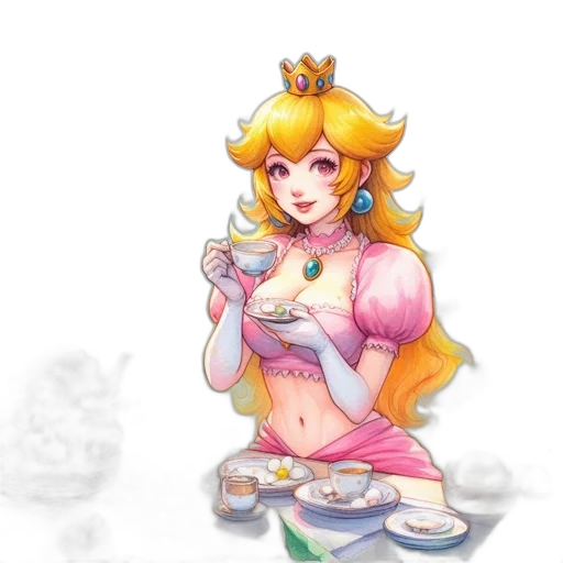 food, staff, dress, crown, pixel art, concept art, fantasy art, vaporwave transparent PNG cut-out