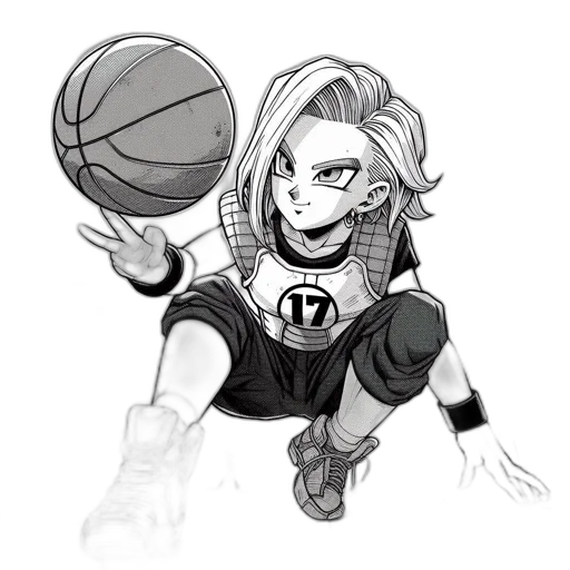 comic book art, cartoon, concept art, fantasy art, manga-style, illustration, basketball, player transparent PNG cut-out