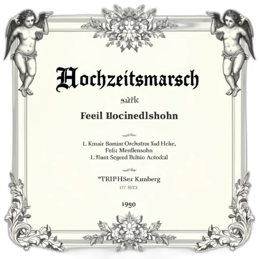 white, sheet, paper, black, text, illustrations, titled, hochzeitsmarsch transparent PNG cut-out