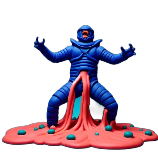 robot, creature, concept art, 3d render, pixel art, outer space, underwater, blue transparent PNG cut-out
