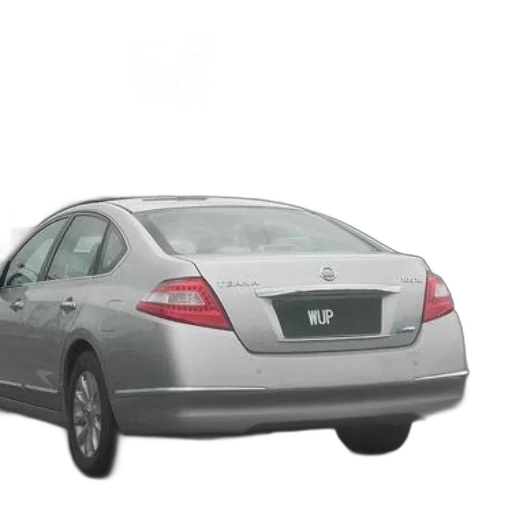 car, 3d render, silver, nissan, license, plate, wup, stopped transparent PNG cut-out